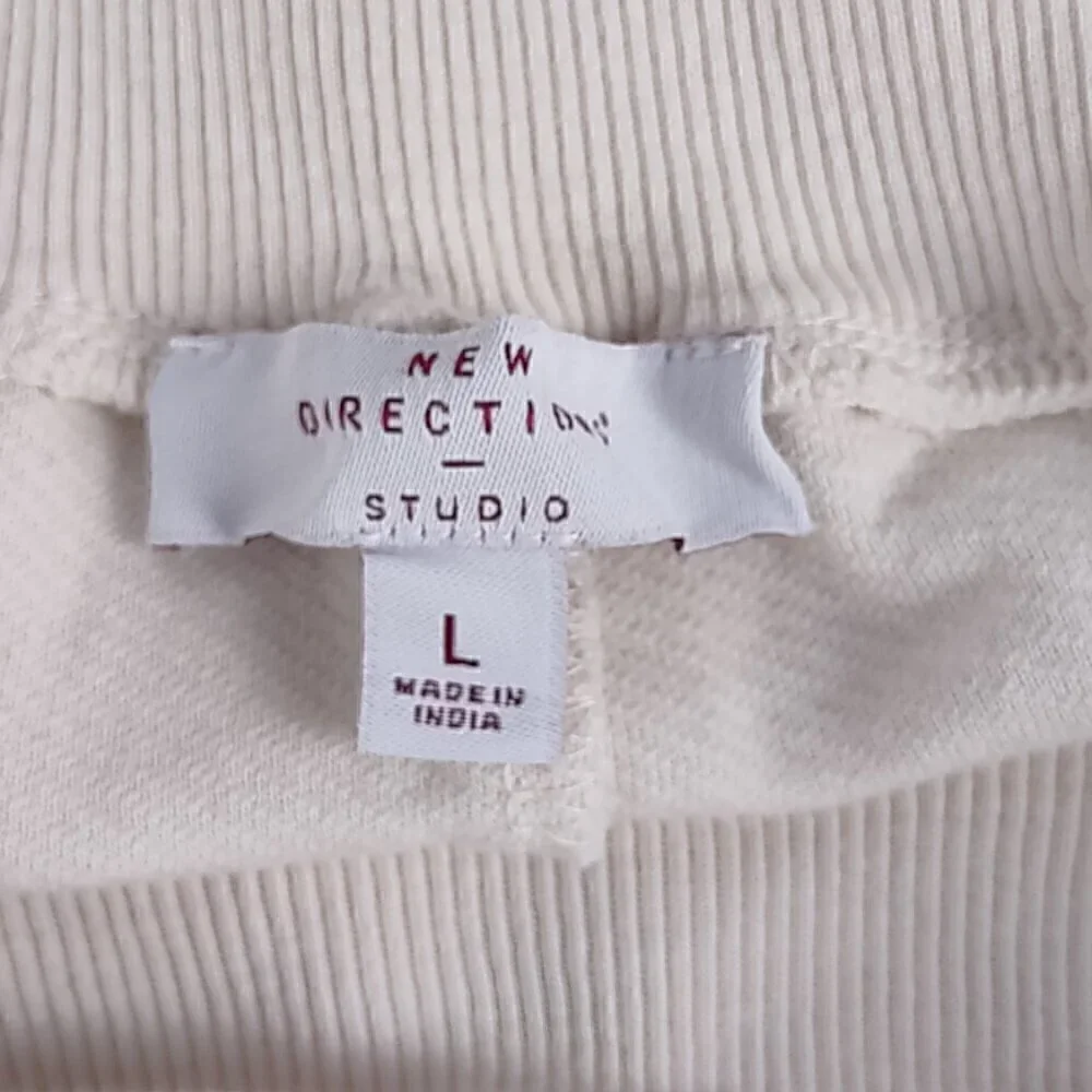 New Directions Women's 100% Cotton, Cream Colored Casual Drawstring Pants Size L - Picture 9 of 10